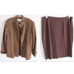 Doncaster Brown Skirt Suit Set Size 16